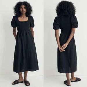 Madewell / Lucie Puff-Sleeve Midi Dress in Black